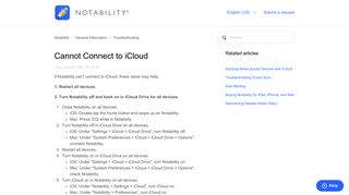 Cannot Connect to iCloud – Notability