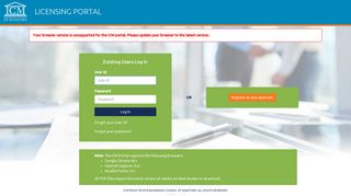 Log in - ICM Licensing Portal - Insurance Council of Manitoba