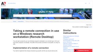 Taking a remote connection in use on a Windows research ...