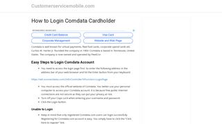 How to Login Comdata Cardholder - Customerservicemobile.com