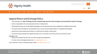 Apparel Return and Exchange Policy: - Dignity Health Store Home