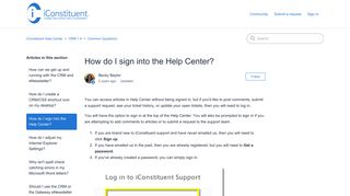 How do I sign into the Help Center? – iConstituent Help Center