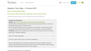 Register Your App - iContact API | iContact