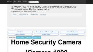 ICAMERA1000 Home Security Camera User Manual Cardbus/USB ...