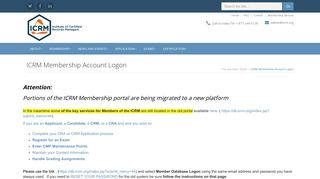 ICRM Membership Account Logon