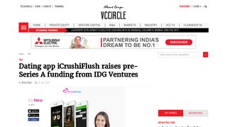 Dating app iCrushiFlush raises pre-Series A funding from ... - VCCircle