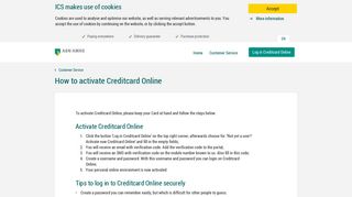 How to activate Creditcard Online - ICS
