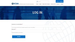 Log in | ICSA International Council of Securities Associations