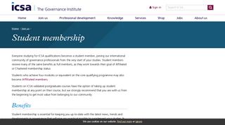 Student membership - ICSA