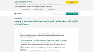 Logging in: Credit Card Online and the ICS App for ABN AMRO ...