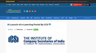 Launch of e-Learning Portal By ICSI - Blogs | Compliance Calendar LLP