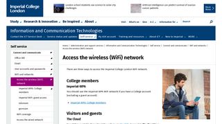 Access the wireless (WiFi) network | Administration and support services