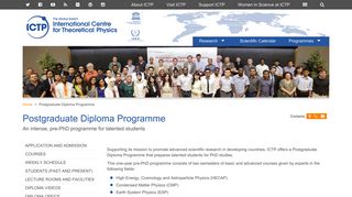 ICTP - An intense, pre-PhD programme for talented students