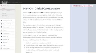MIMIC-III Critical Care Database