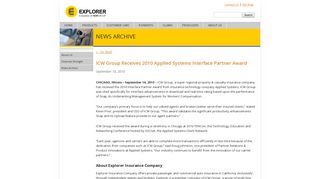 ICW Group Receives 2010 Applied Systems ... - Explorer Insurance