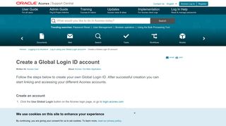 Create a Global Login ID account | Oracle Aconex Support Central