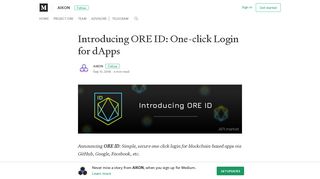 Introducing ORE ID: One-click Login for dApps – AIKON – Medium