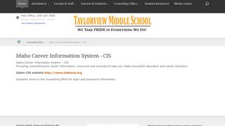 Idaho Career Information System - CIS - Taylorview Middle School