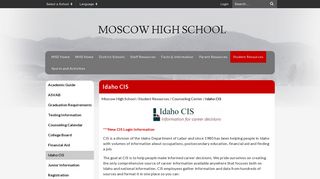 Idaho CIS - Moscow High School