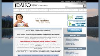 Food Stamps - Idaho Department of Health and Welfare - Idaho.gov