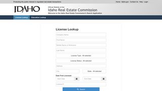 Search - Idaho Real Estate Commission Search