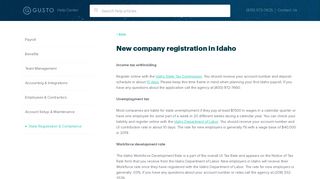 New company registration in Idaho - Gusto Support