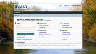 Idaho TAP - Idaho Taxpayer Access Point - Fast Enterprises