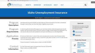Idaho Unemployment Insurance | Benefits.gov