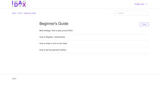 Beginner's Guide – IDAX