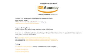 IDB Access - IDB Bank