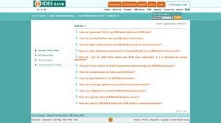How do I generate PIN for my IDBI Bank Debit cum ATM Card?