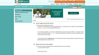 IDBI bank Mobile Banking FAQ's