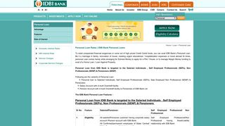 IDBI Personal Loans | Personal Loan Rates | IDBI Bank
