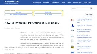 How to invest in PPF online in IDBI Bank? – InvestmentKit