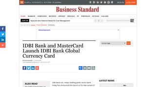 IDBI Bank and MasterCard Launch IDBI Bank Global Currency Card ...