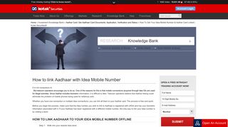 How To Get Your Idea Mobile Number & Aadhar Card Linked | Kotak ...