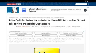 Idea Cellular introduces interactive eBill termed as Smart Bill for it's ...