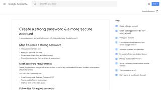 Create a strong password & a more secure account - Google Support