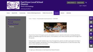 Parent/Student Portal-PowerSchool / Overview