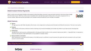 iDebit Instant Online Payments | SlotsOnlineCanada.com