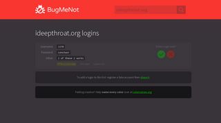 ideepthroat.org passwords - BugMeNot