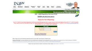 IDEM eAuthentication Page - IN.gov