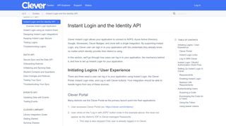 Instant Login and the Identity API - Clever Developer Docs