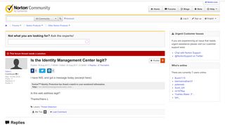 Is the Identity Management Center legit? | Norton Community