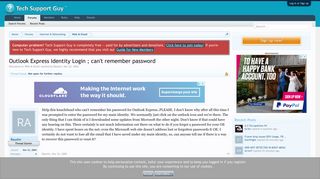 Outlook Express Identity Login ; can't remember password | Tech ...