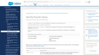 Identity Provider Values - Salesforce Help
