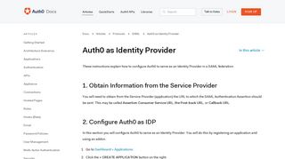Auth0 as Identity Provider