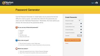 Password Generator - My Norton