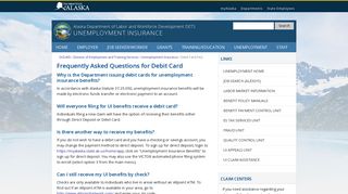 Unemployment Insurance - Frequently Asked Questions for Debit Card