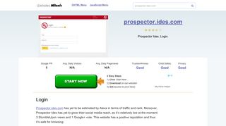 Prospector.ides.com website. Login.